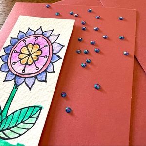 Artsy Gem Flower Greeting Card • Mauve